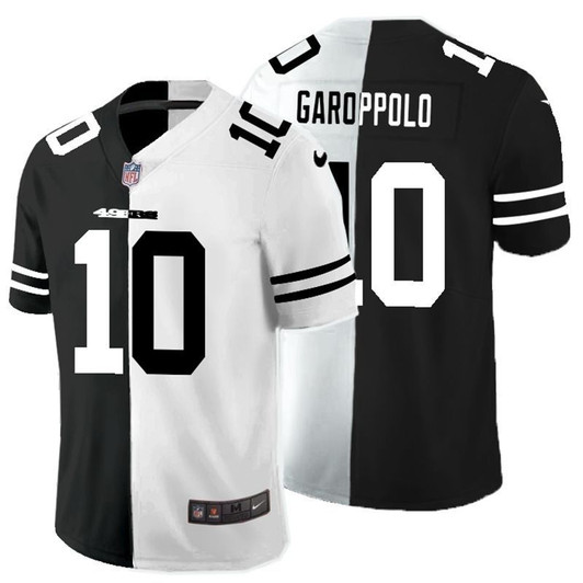 [FULLY STITCHED] #10 San Francisco 49ers Jimmy Garoppolo 2020 Black And White Limited Football Jersey 