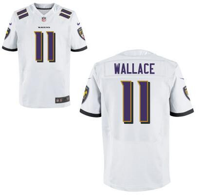 [FULLY STITCHED] #11 Baltimore Ravens Mike Wallace White Road Limited Football Jersey 