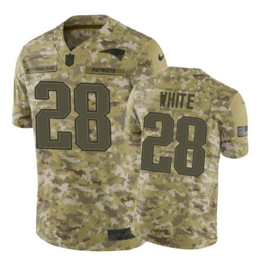 [FULLY STITCHED] New England Patriots James White Camo Limited Football Jersey 