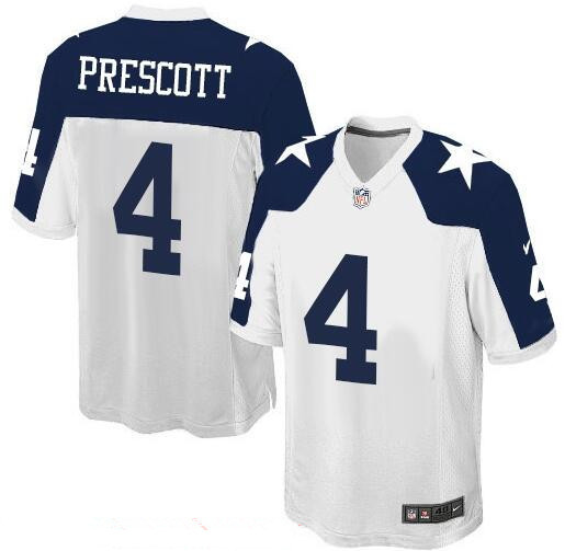 [FULLY STITCHED] #4 Dallas Cowboys Dak Prescott White Thanksgiving Alternate Limited Football Jersey 
