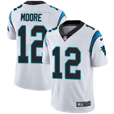 [FULLY STITCHED] #12 Carolina Panthers Dj Moore White Limited Football Jersey 