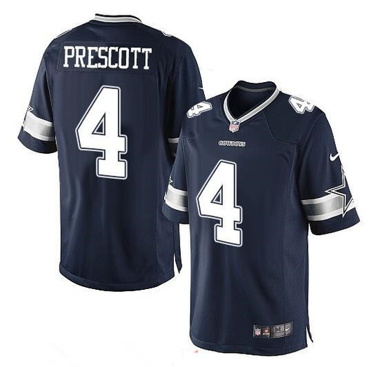[FULLY STITCHED] #4 Dallas Cowboys Dak Prescott Navy Blue Style 2 Limited Football Jersey 