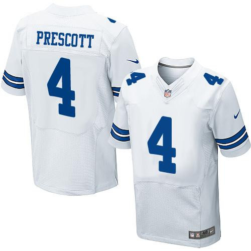 [FULLY STITCHED] #4 Dallas Cowboys Dak Prescott White Road Style 2 Limited Football Jersey 