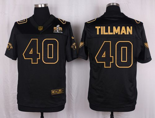 [FULLY STITCHED] #40 Arizona Cardinals Pat Tillman Black Gold Collection Limited Football Jersey 