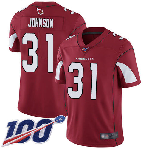[FULLY STITCHED] #31 Arizona Cardinals David Johnson Red 100th Season Limited Football Jersey 