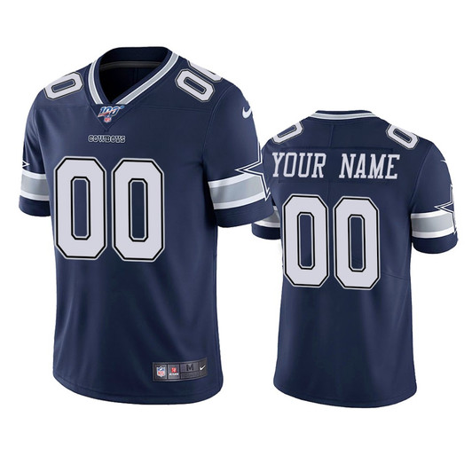 [FULLY STITCHED] Dallas Cowboys Navy 100th Season Limited Football Jersey 