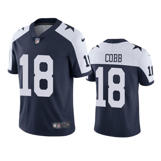 [FULLY STITCHED] #18 Dallas Cowboys Randall Cobb Navy Limited Football Jersey 