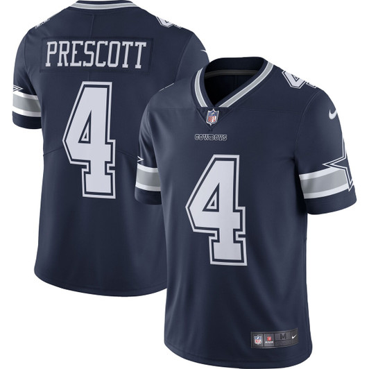 [FULLY STITCHED] Dallas Cowboys Dak Prescott Navy Style 15 Limited Football Jersey 