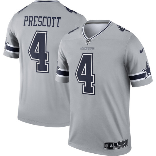 [FULLY STITCHED] Dallas Cowboys Dak Prescott Inverted Gridiron Gray Limited Football Jersey 