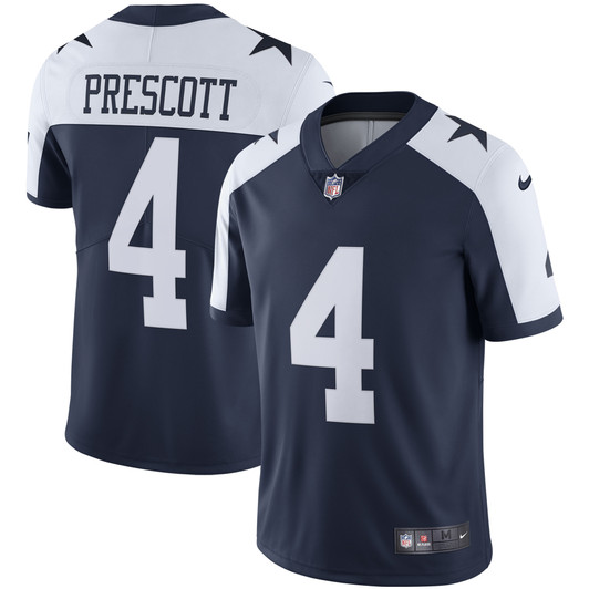 [FULLY STITCHED] Dallas Cowboys Dak Prescott Alternate Navy Style 8 Limited Football Jersey 