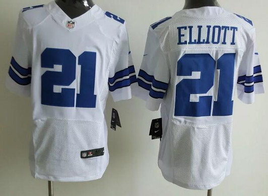 [FULLY STITCHED] #21 Dallas Cowboys Ezekiel Elliott White Road Style 2 Limited Football Jersey 