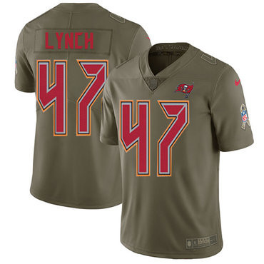 [FULLY STITCHED] #47 Tampa Bay Buccaneers John Lynch Olive 2017 Salute To Service Limited Football Jersey 