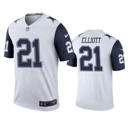 [FULLY STITCHED] Dallas Cowboys Ezekiel Elliott White Color Rush Style 3 Limited Football Jersey 