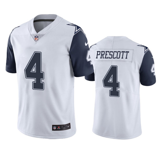 [FULLY STITCHED] Dallas Cowboys Dak Prescott White Color Rush Limited Football Jersey 