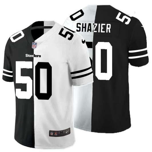 [FULLY STITCHED] #50 Pittsburgh Steelers Ryan Shazier 2020 Black And White Limited Football Jersey 
