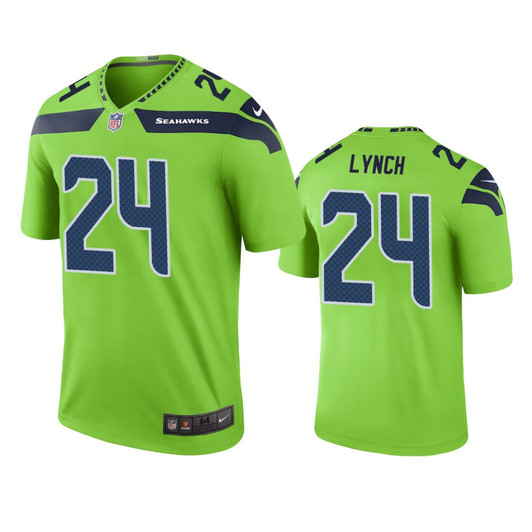[FULLY STITCHED] Seattle Seahawks Marshawn Lynch Green Color Rush Limited Football Jersey 