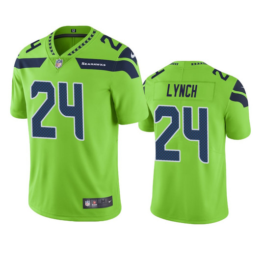 [FULLY STITCHED] Seattle Seahawks Marshawn Lynch Green Color Rush Style 2 Limited Football Jersey 