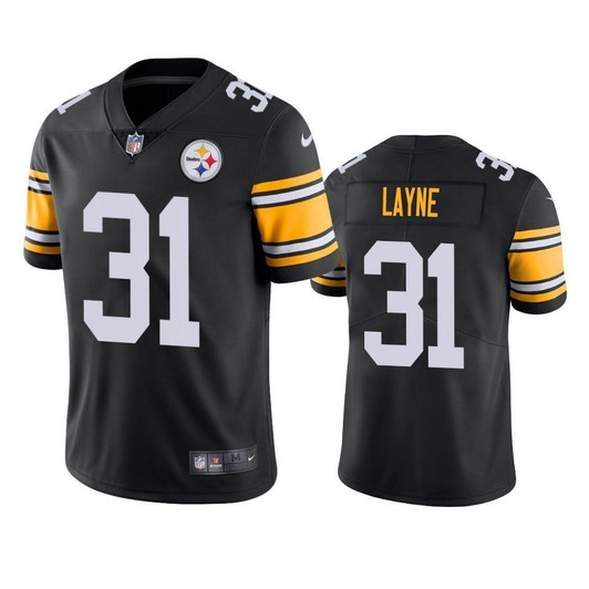 [FULLY STITCHED] Pittsburgh Steelers Justin Layne 2019 Draft Black Style 2 Limited Football Jersey 