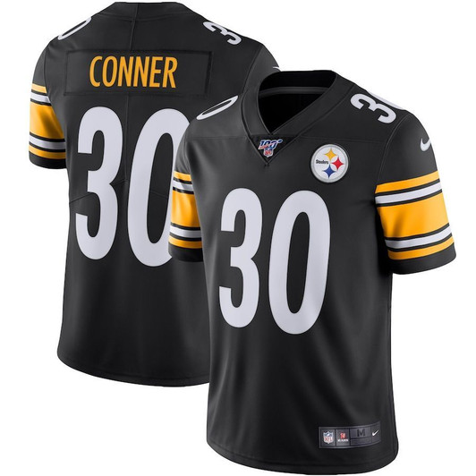 [FULLY STITCHED] Pittsburgh Steelers James Conner Black 100 Limited Football Jersey 