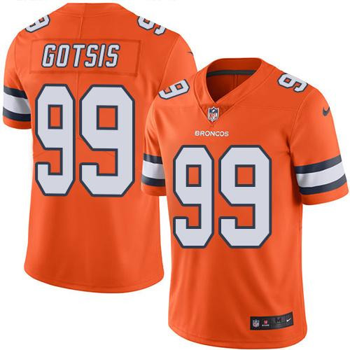 [FULLY STITCHED] #99 Denver Broncos Adam Gotsis Orange Rush Limited Football Jersey 