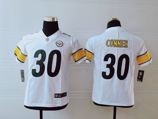 [FULLY STITCHED] #30 Pittsburgh Steelers James Conner 2020 White Limited Football Jersey 