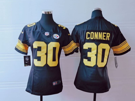 [FULLY STITCHED] #30 Pittsburgh Steelers James Conner 2020 Black Style 2 Limited Football Jersey 