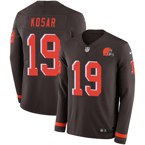 [FULLY STITCHED] #19 Cleveland Browns Bernie Kosar Brown Style 2 Limited Football Jersey 