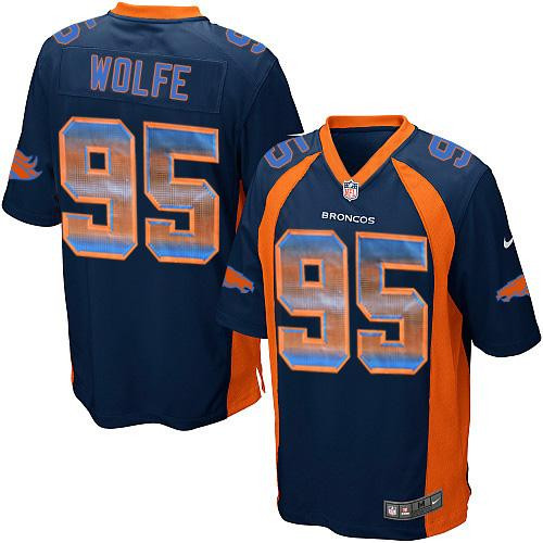 [FULLY STITCHED] #95 Denver Broncos Derek Wolfe Navy Blue Alternate Strobe Limited Football Jersey 