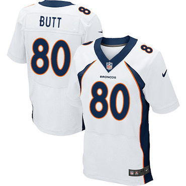 [FULLY STITCHED] #80 Denver Broncos Jake Butt White New Limited Football Jersey 