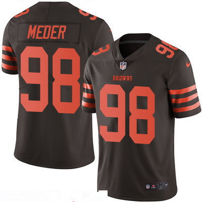 [FULLY STITCHED] #98 Cleveland Browns Jamie Meder Brown 2016 Color Rush Limited Football Jersey 