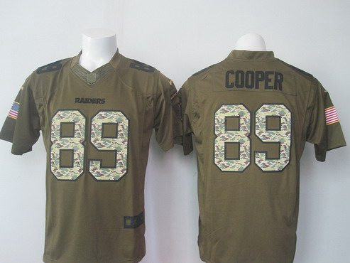 [FULLY STITCHED] #89 Oakland Raiders Amari Cooper Green Salute To Service 2015 Limited Football Jersey 