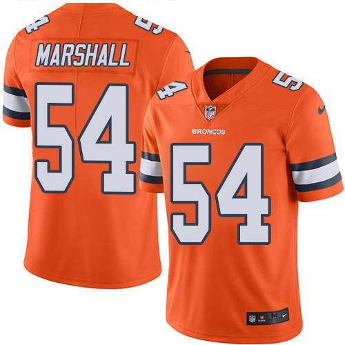 [FULLY STITCHED] #54 Denver Broncos Brandon Marshall Orange Rush Limited Football Jersey 
