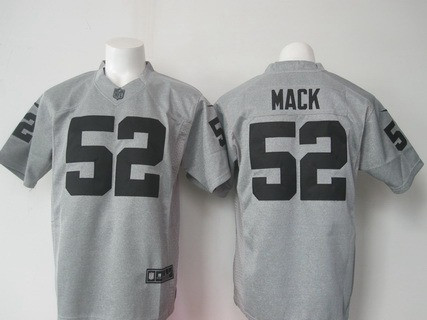[FULLY STITCHED] #52 Oakland Raiders Khalil Mack Gray Gridiron 2015 Gray Limited Football Jersey 