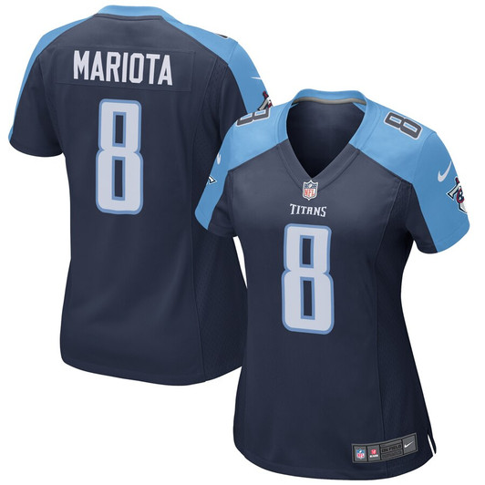 [FULLY STITCHED] Tennessee Titans Marcus Mariota Navy Style 8 Limited Football Jersey 