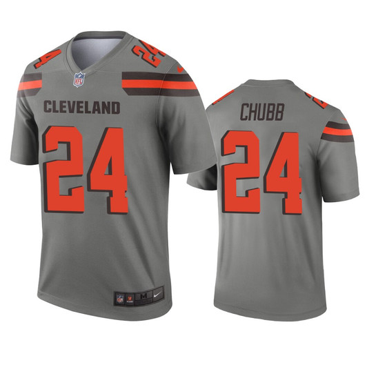 [FULLY STITCHED] Cleveland Browns Nick Chubb Gray Inverted Style 2 Limited Football Jersey 