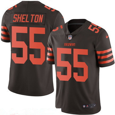 [FULLY STITCHED] #55 Cleveland Browns Danny Shelton Brown 2016 Color Rush Limited Football Jersey 