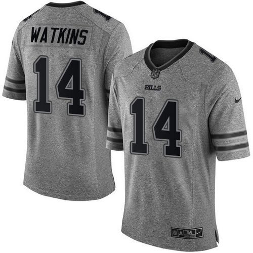 [FULLY STITCHED] #14 Buffalo Bills Sammy Watkins Gray Gridiron Gray Limited Football Jersey 