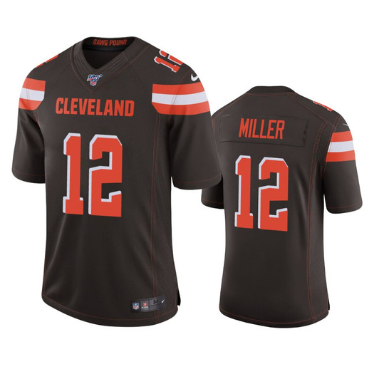 [FULLY STITCHED] Cleveland Browns Braxton Miller Brown 100th Season Limited Football Jersey 