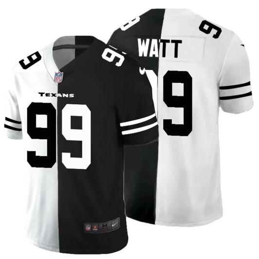 [FULLY STITCHED] #99 Houston Texans Jj Watt 2020 Black And White Limited Football Jersey 