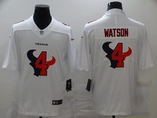 [FULLY STITCHED] #4 Houston Texans Deshaun Watson 2020 White Style 2 Limited Football Jersey 