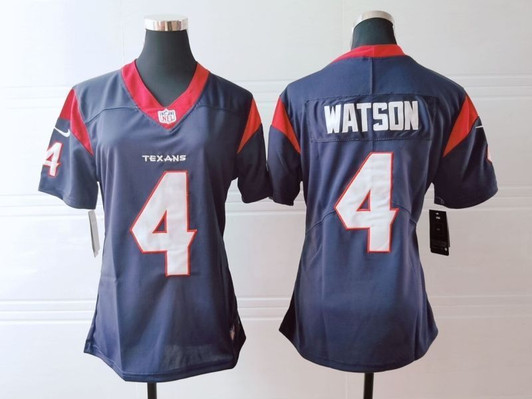 [FULLY STITCHED] #4 Houston Texans Deshaun Watson 2020 Navy Limited Football Jersey 