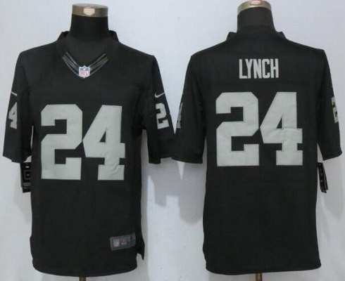 [FULLY STITCHED] #24 Oakland Raiders Marshawn Lynch Black Limited Football Jersey 