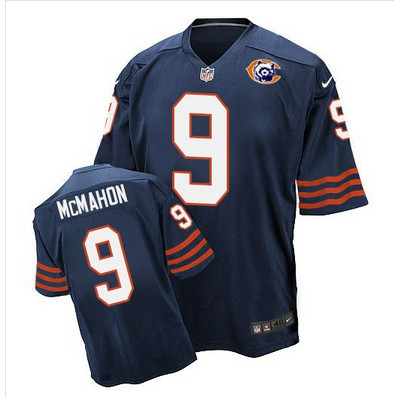 [FULLY STITCHED] #9 Chicago Bears Jim Mcmahon Navy Blue Throwback Limited Football Jersey 