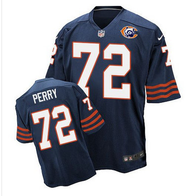 [FULLY STITCHED] #72 Chicago Bears William Perry Navy Blue Throwback Limited Football Jersey 