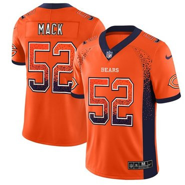 [FULLY STITCHED] #52 Chicago Bears Khalil Mack Orange Alternate Rush Drift Limited Football Jersey 