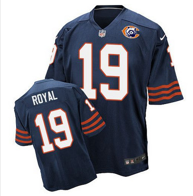 [FULLY STITCHED] #19 Chicago Bears Eddie Royal Navy Blue Throwback Limited Football Jersey 