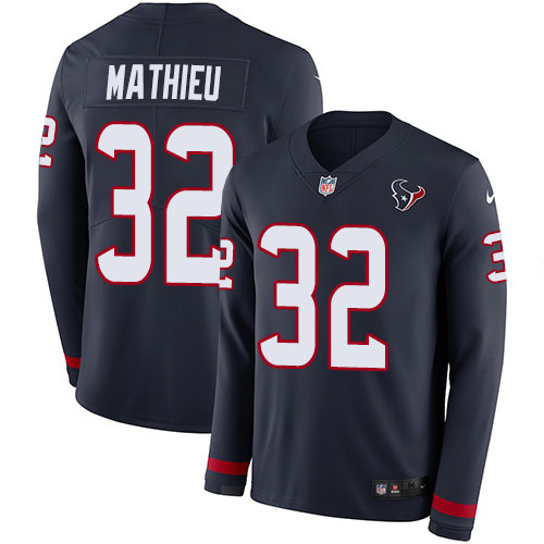 [FULLY STITCHED] #32 Houston Texans Tyrann Mathieu Navy Blue Limited Football Jersey 