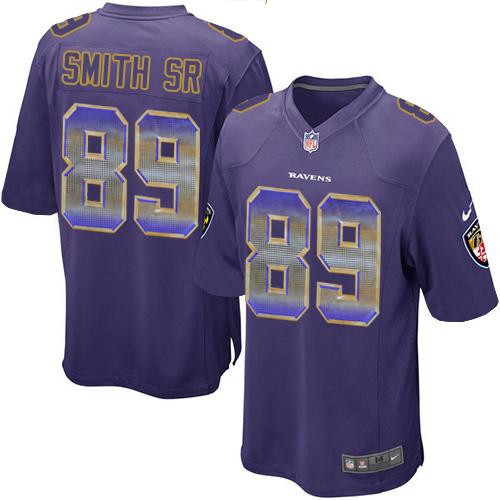 [FULLY STITCHED] #89 Baltimore Ravens Steve Smith Sr Purple Strobe Limited Football Jersey 