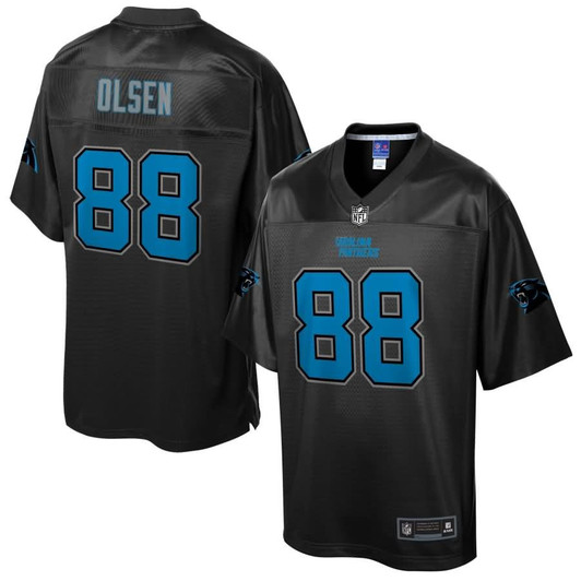[FULLY STITCHED] Carolina Panthers Greg Olsen Reverse Black Style 2 Limited Football Jersey 