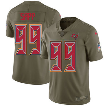 [FULLY STITCHED] #99 Tampa Bay Buccaneers Warren Sapp Olive 2017 Salute To Service Limited Football Jersey 
